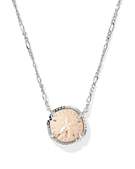 Kendra Scott Sand Dollar Pendant Necklace Rhod Natural