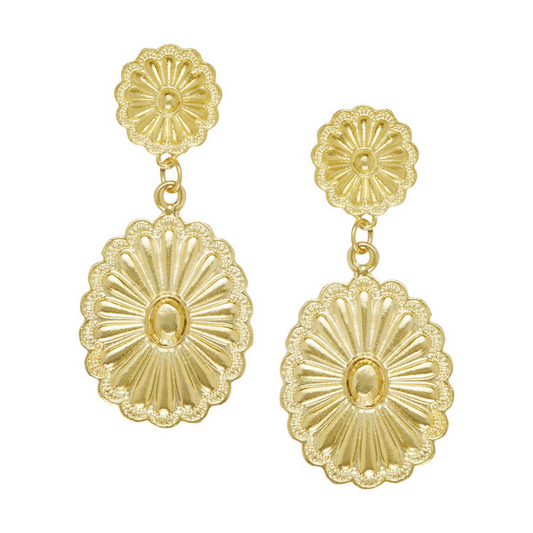 Susan Shaw Gold Round Concho Large Oval Earring