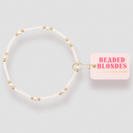 Beaded Blondes Luster White Pearl Anklet