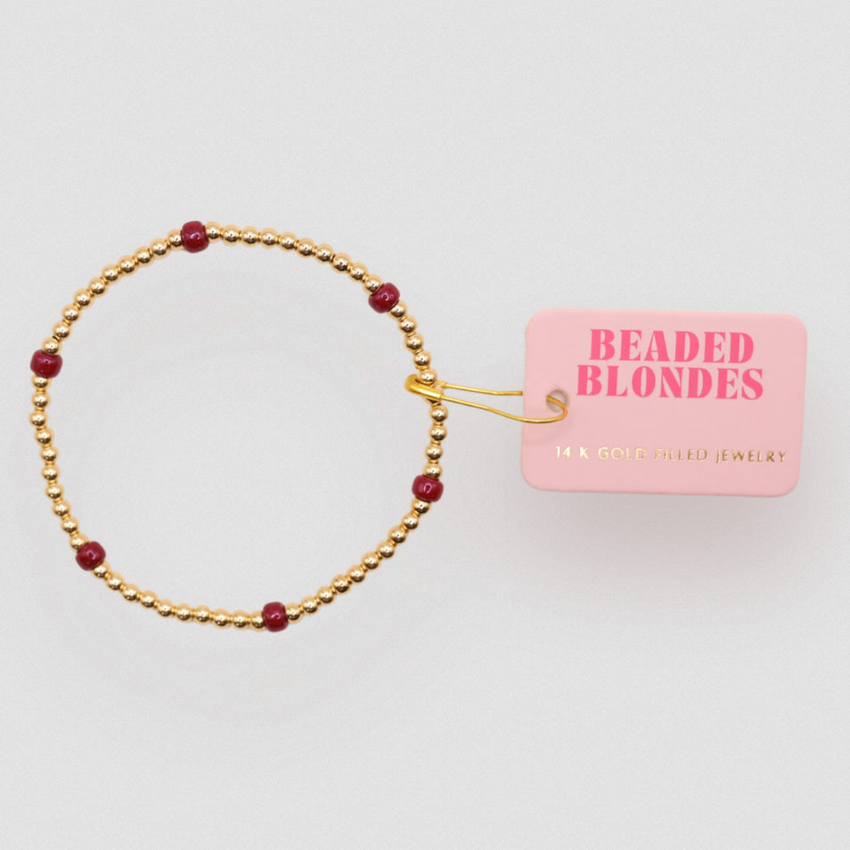 Beaded Blondes Maroon Poppi Bracelet