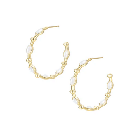 Natalie Wood Solaris Hoop Earrings Pearl