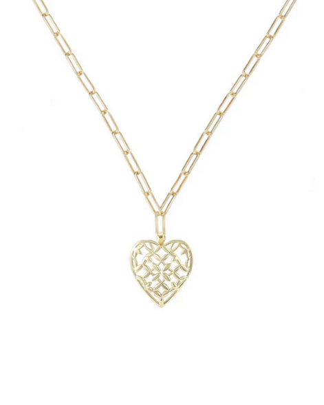 Natalie Wood Adorned Heart Pendant Necklace Gold