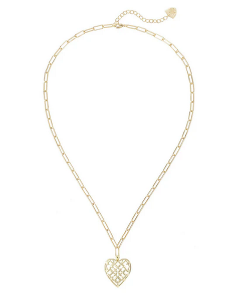 Natalie Wood Adorned Heart Pendant Necklace Gold