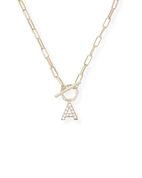 Natalie Wood Sparkle Mini Toggle Initial Necklace