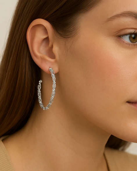 Natalie Wood Celestia Hoop Earrings in Silver
