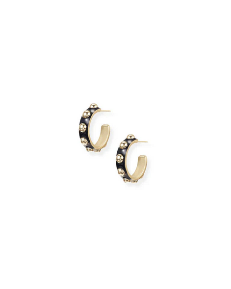 Natalie Wood Enchanted Mini Beaded Hoop Earring Black/gold