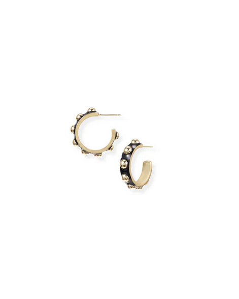 Natalie Wood Enchanted Mini Beaded Hoop Earring Black/gold