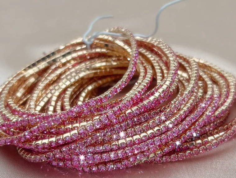 Coastal Grit Shimmer Bracelets - Light Pink