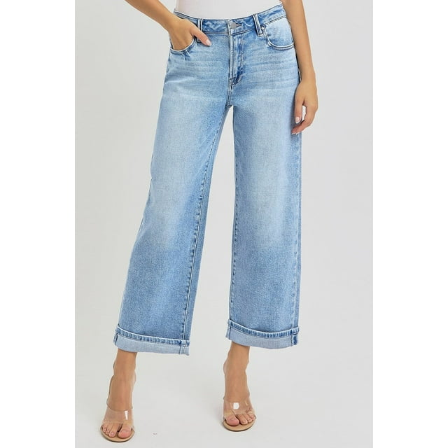 Mid Rise Ankle Boyfrien Cuff Denim