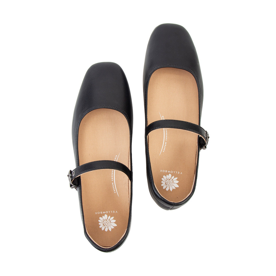 Yellow Box Collin Black Buckle Flat
