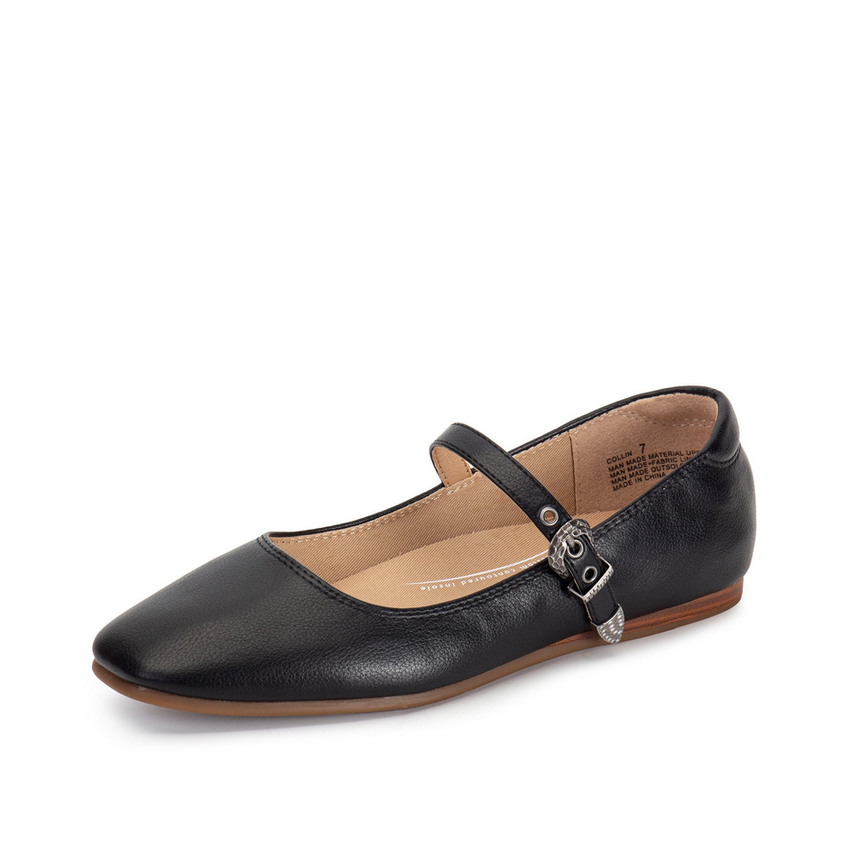 Yellow Box Collin Black Buckle Flat