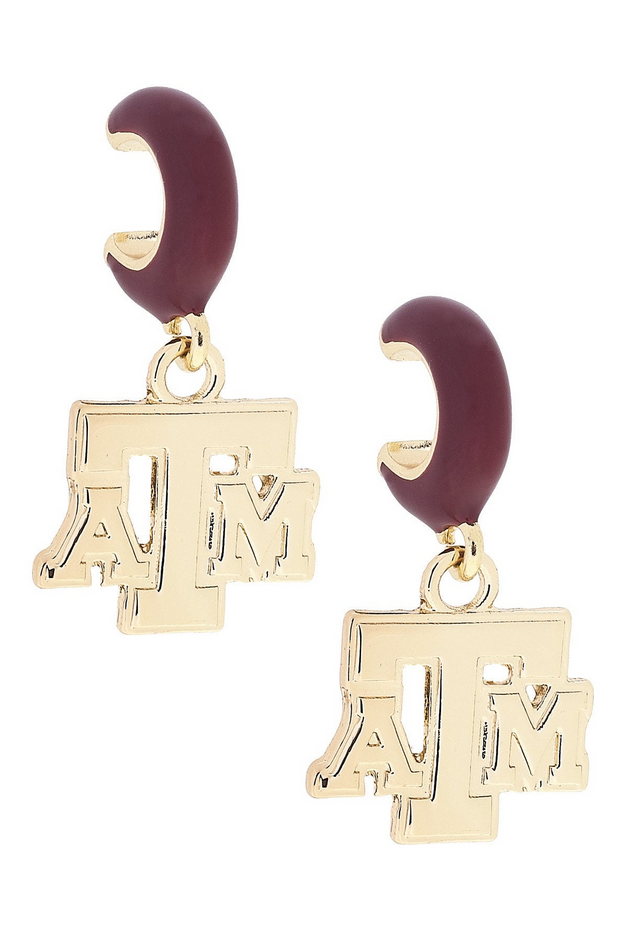 Texas A&M Aggies Logo Huggie Hoop Earrings