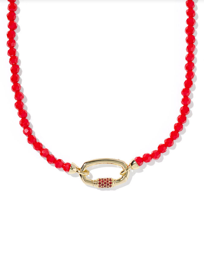 Kendra Scott Emery Beaded Strnd Nck Gold Red Garnet