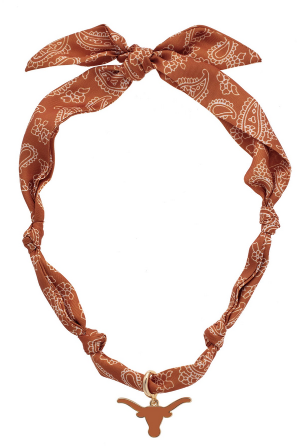 Texas Longhorn Logo Bandana Scarf Necklace