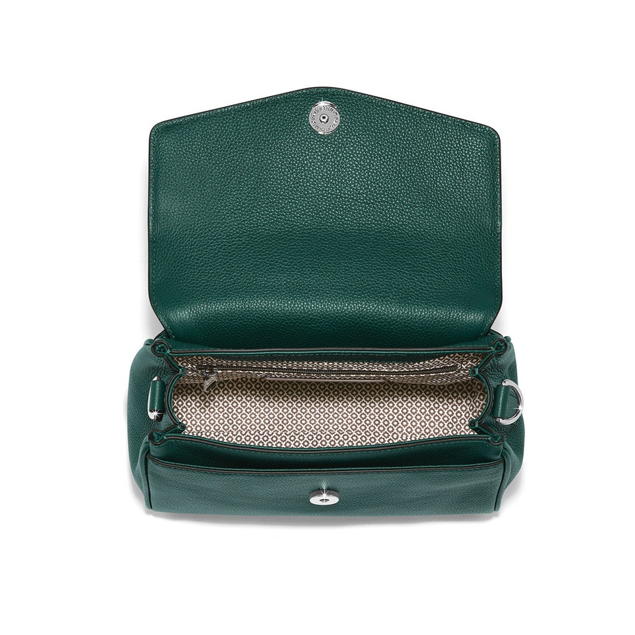 Brighton Interlok Tate Flap Satchel Jewel Green