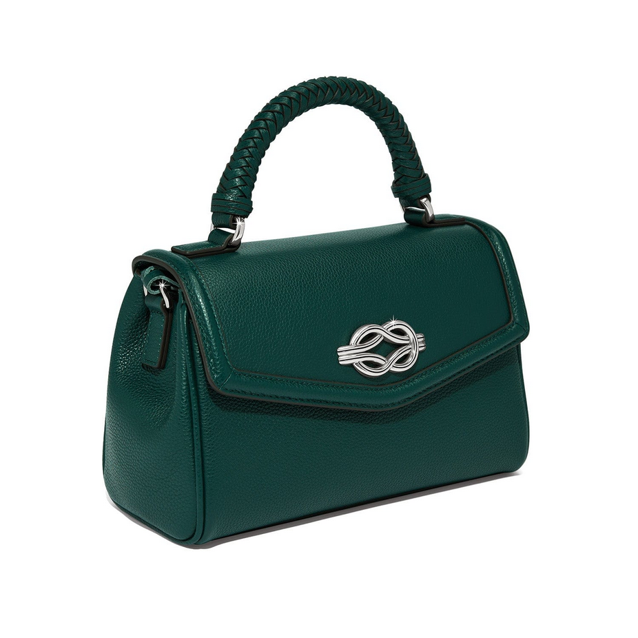 Brighton Interlok Tate Flap Satchel Jewel Green