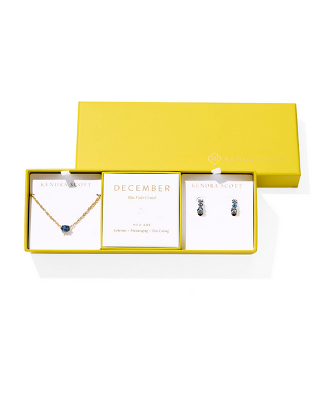 Kendra Scott Birthstone Gift Set Gold Blue Violet Crystal