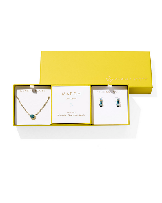 Kendra Scott Cailin Birthstone Gift Set Aqua Crystal