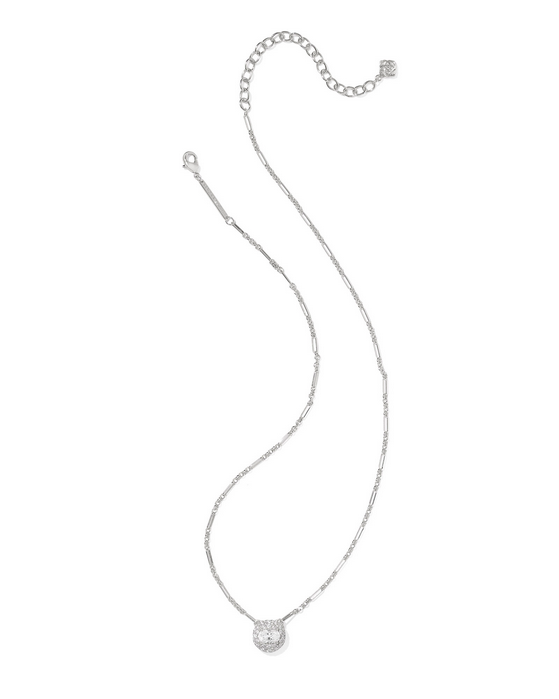 Kendra Scott Bella Short Necklace RHOD Metal White CZ