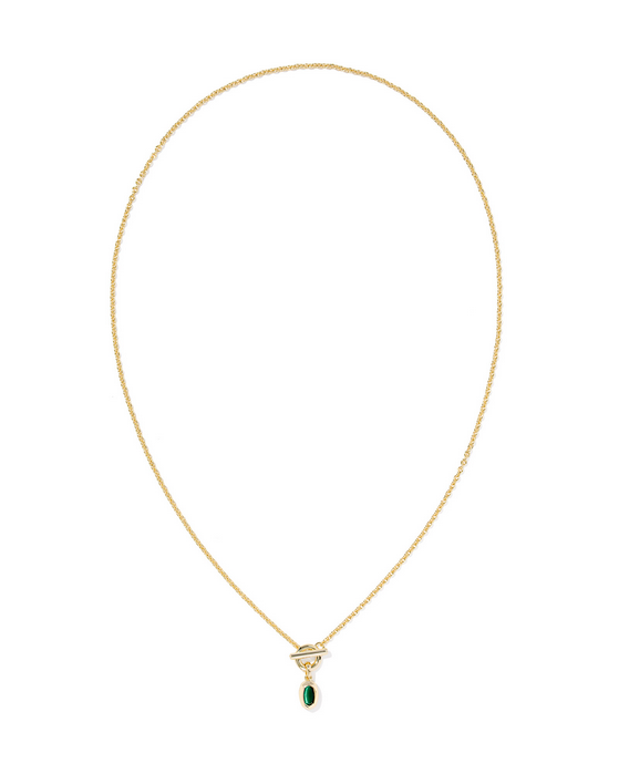 Kendra Scott Mini Elisa Toggle Necklace Gold Green Tigers Eye