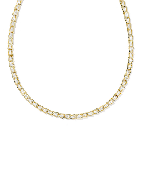 Kendra Scott Bella Tennis Necklace Gold White CZ