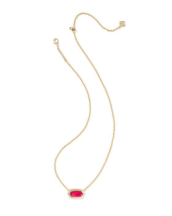Kendra Scott Elisa Bezel Necklace Gold Carmne Red Illsn