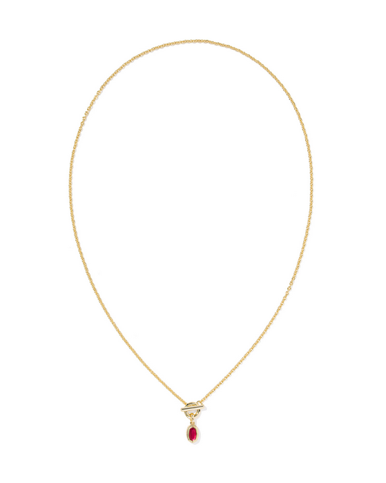 Kendra Scott Mini Elisa Toggle Necklace Gold Carmne Red Illsn