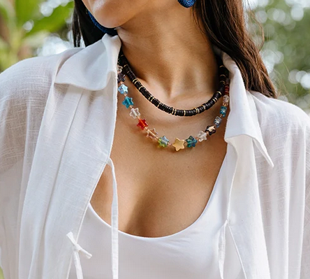 Noonday Lucky Star Glass Necklace