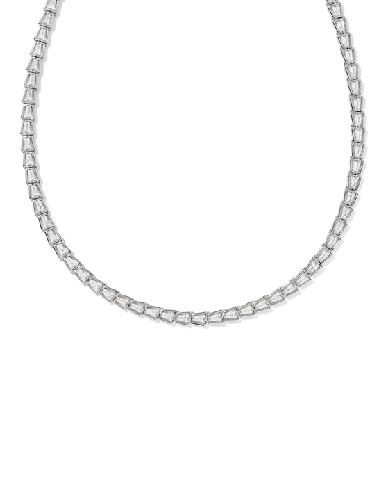 Kendra Scott Bella Tennis Necklace RHOD White CZ
