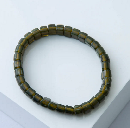 Noonday Dark Olive Opaque Glass Bracelet