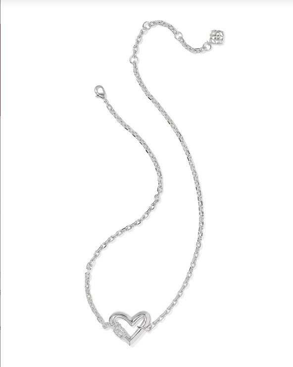 Kendra Scott Emery Heart Necklace RHOD White CZ