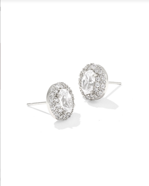 Kendra Scott Bella Stud Earring RHOD White CZ