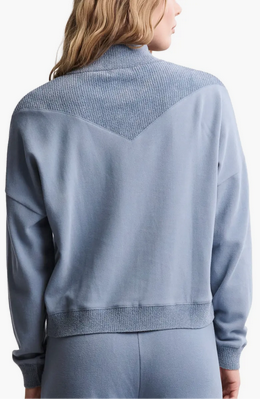 Barefoot Dreams Blue Dusk Brushed Fleece Half Zip Pullover