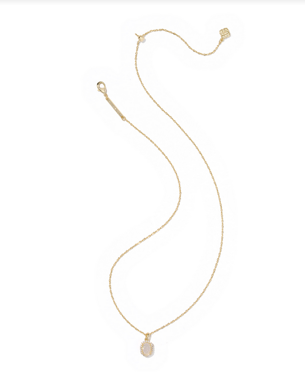 Kendra Scott Daphne Crystal Gold Iridescent Drusy Fram Short Pendant Necklace