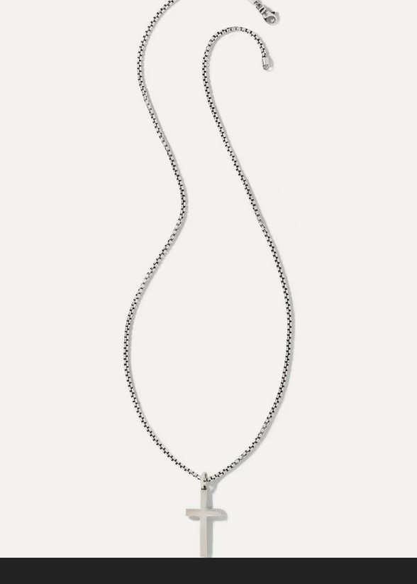 Kendra Scott Mens Cross Necklace In Oxidized Stearling Silver