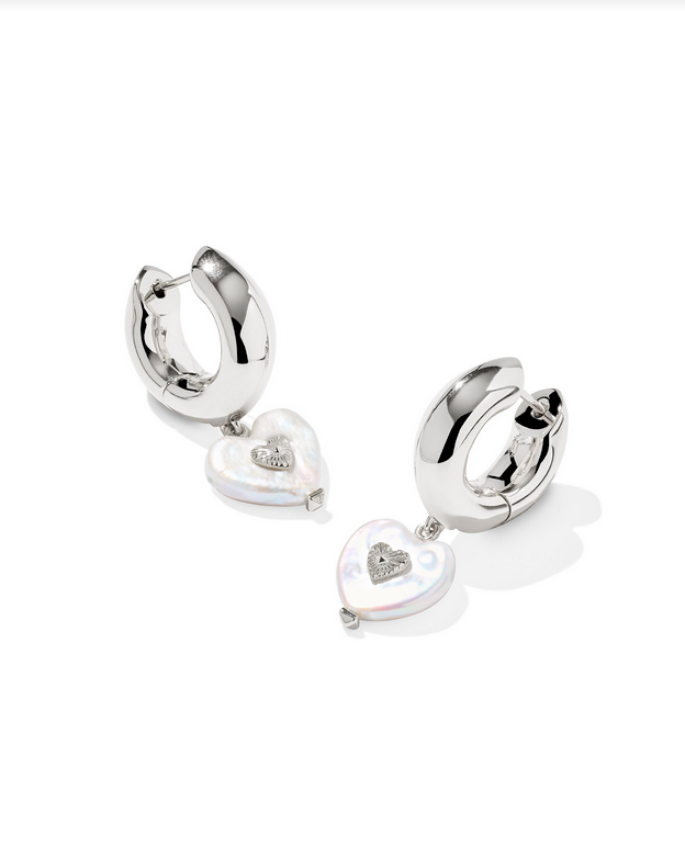 Kendra Scott Sasha Heart Huggie Earring RHOD Pearl