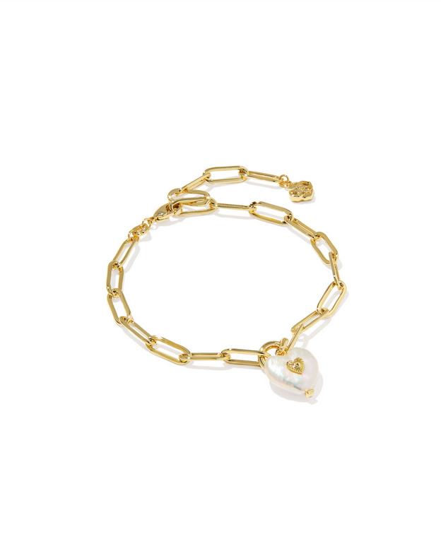 Kendra Scott Sasha Heart DLCT Chain Bracelet Gold Pearl