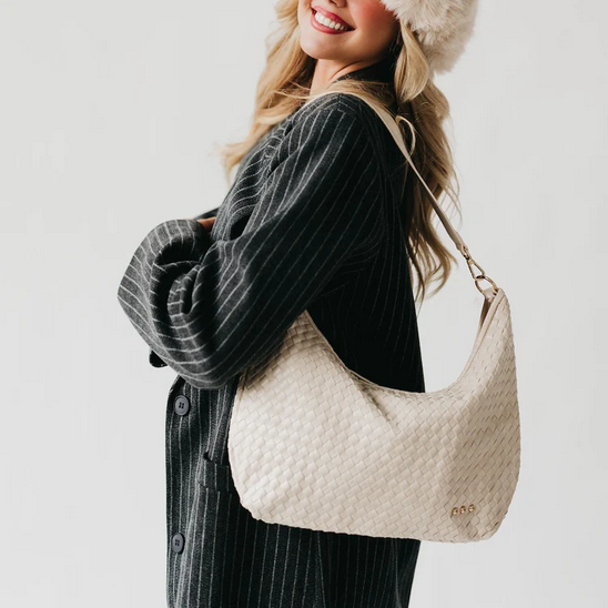 Sienna Slouchy Woven Cream Bag