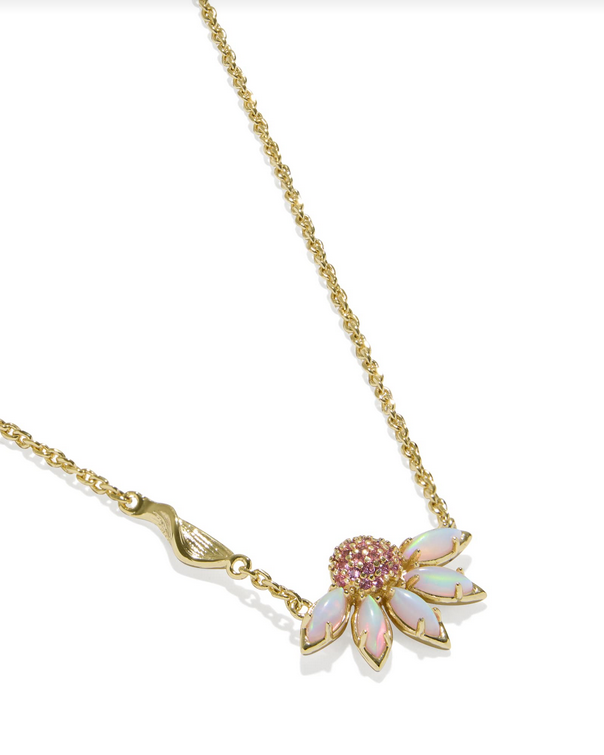 Kendra Scott Anya Flower Pendant Necklace Gold Light Pink Mix