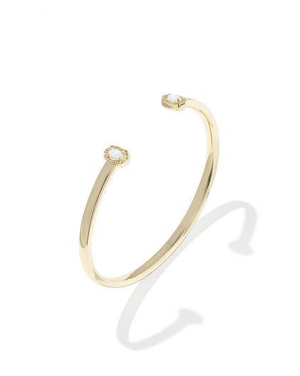KENDRA SCOTT MINI ELTON GOLD WHITE OPAL CUFF BRACELET