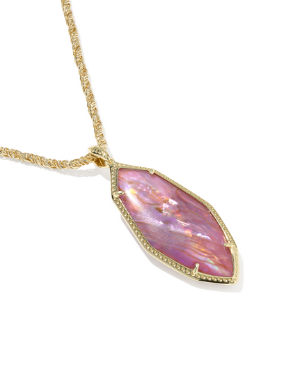 KENDRA SCOTT OPHELIA GOLD LIGHT MAUVE ILLUSION LARGE LONG PENDANT NECKLACE