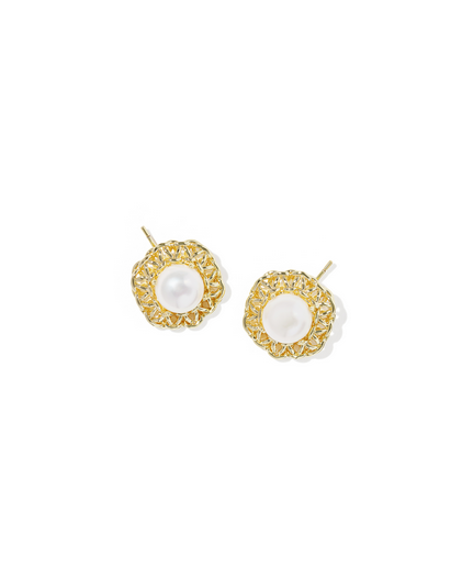 KENDRA SCOTT GABRIELLA GOLD FRESHWATER PEARL STUD EARRINGS