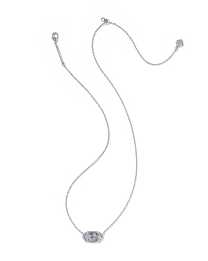 KENDRA SCOTT ELISA USA SHORT SILVER RED WHITE BLUE PENDANT NECKLACE