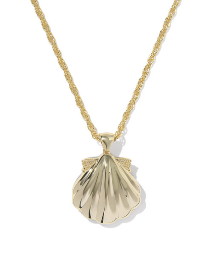 KENDRA SCOTT LUCIA SHELL SHORT GOLD ABALONE PENDANT NECKLACE
