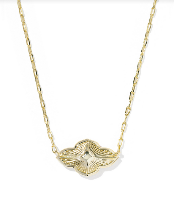 Kendra Scott Abbie Medallion Gold Yellow Short Pendant Necklace