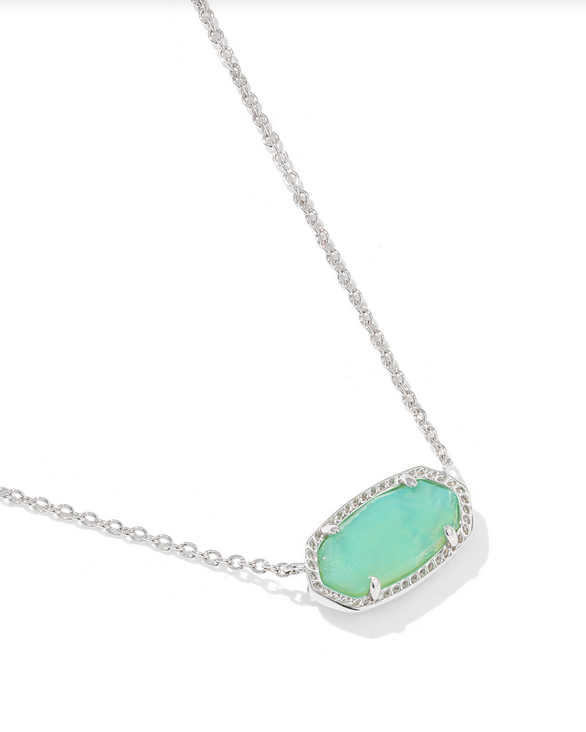 KENDRA SCOTT ELISA SILVER MINT IRIDESCENT ABALONE PENDANT NECKLACE