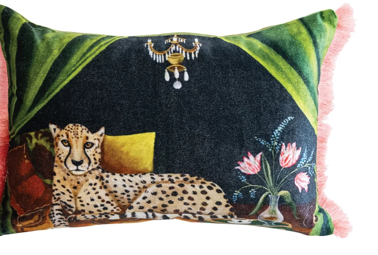 Leopard Velvet Printed Lumbar Pillow
