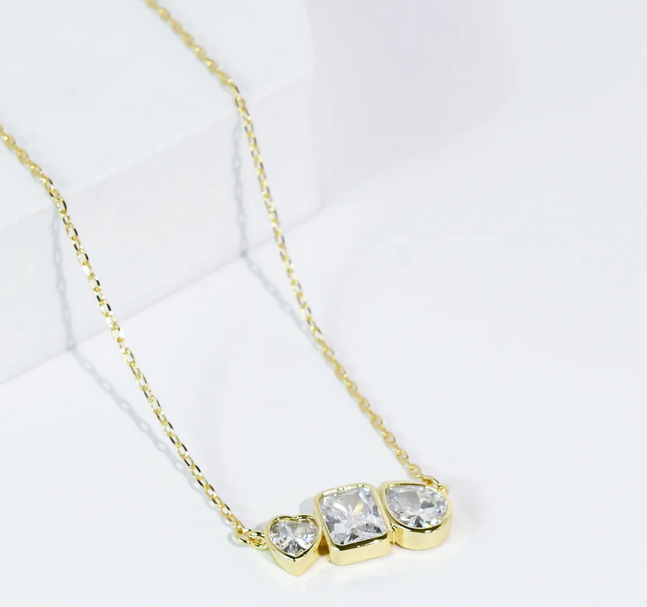 Treasure Jewels Crystal Love Trio Necklace