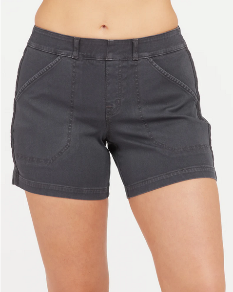 Spanx 6in Twill Short Washed Black