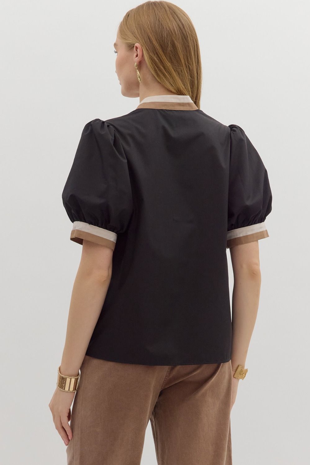 Black Contrast Stripe Collar + Top